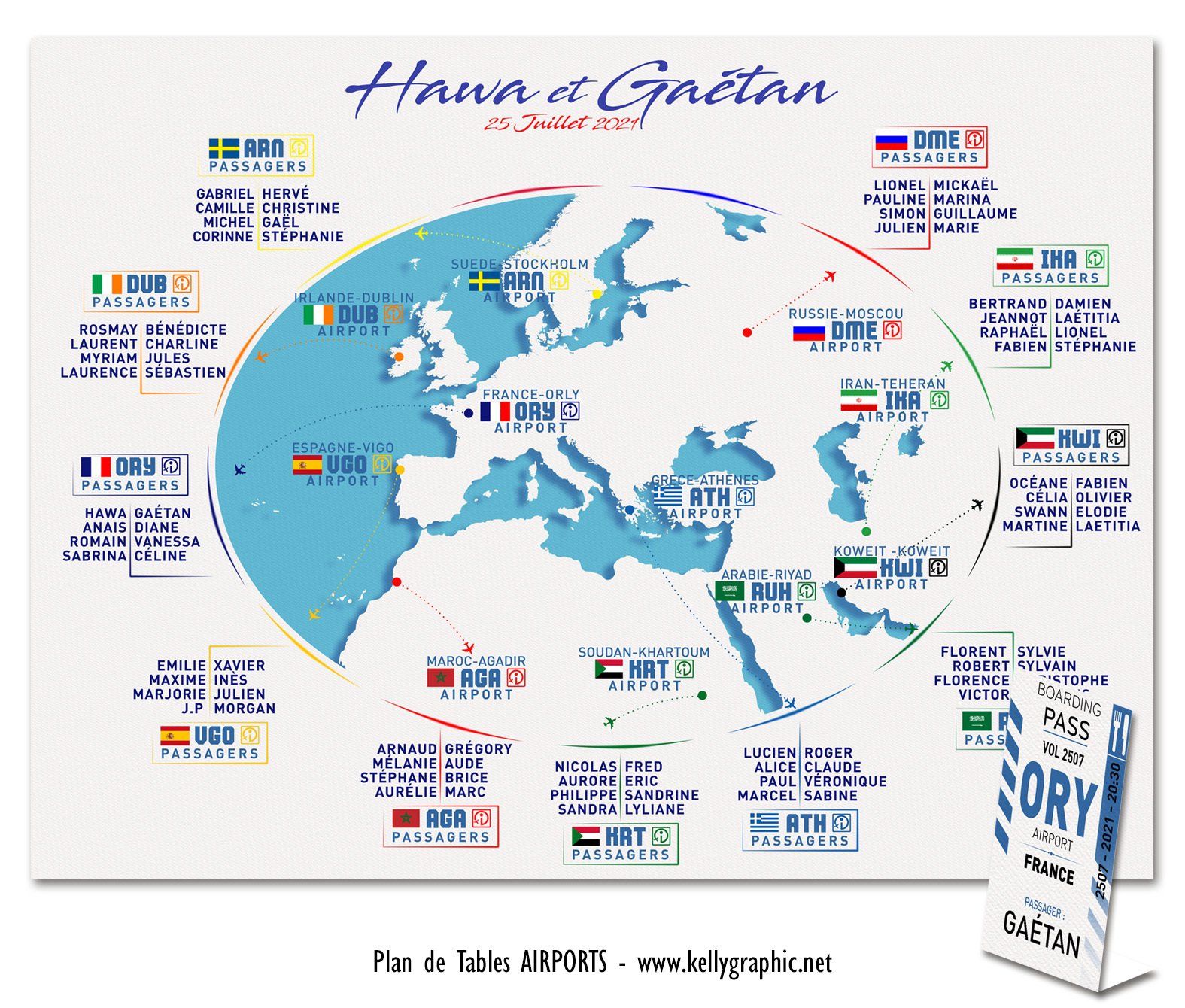 Plan de Table Mariage voyage planisphère Plan de Table Mariage voyage planisphère