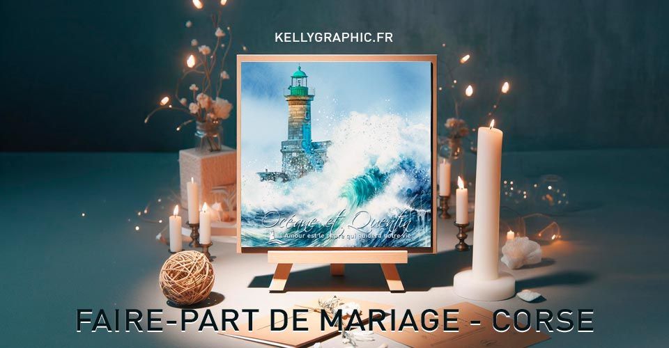 Aquarelle Phares Faire-part Mariage de Corse Aquarelle Phares Faire-part Mariage de Corse