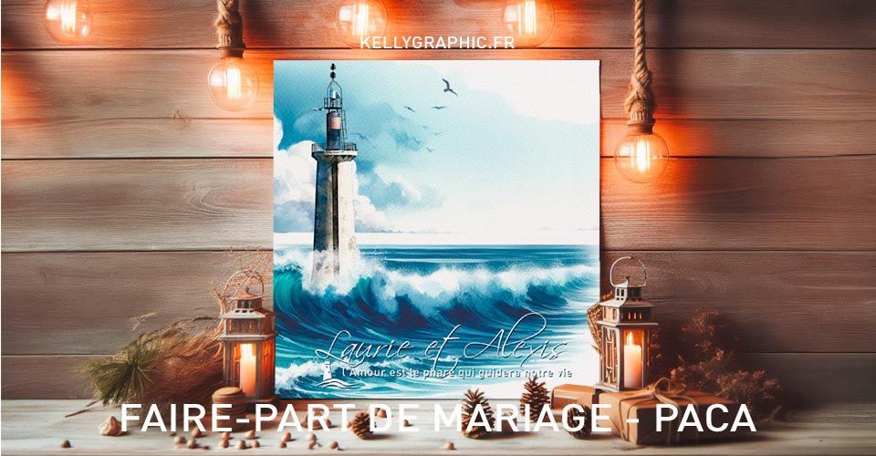 Aquarelle Phares Faire-part Mariage Provence Alpes Côte d'Azur PACA Aquarelle Phares Faire-part Mariage Provence Alpes Côte d'Azur PACA