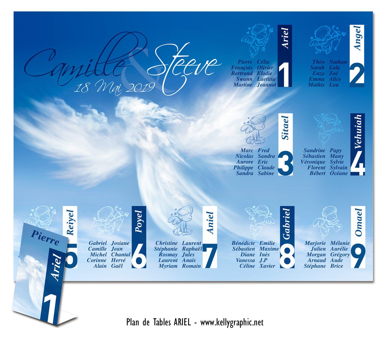 Plan de Tables mariage Ange plumes Plan de Tables mariage personnalisé Ange plumes
