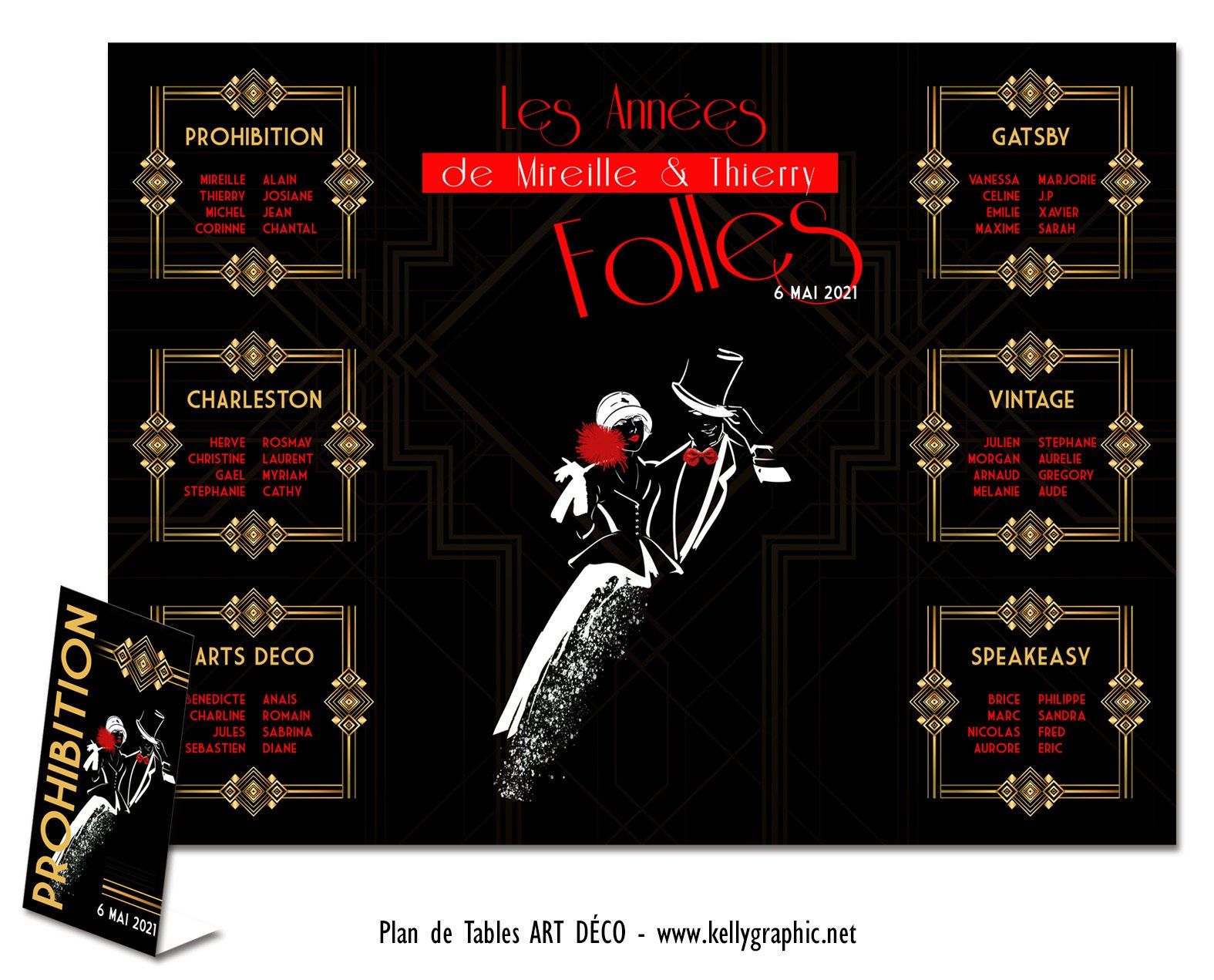 Plan de Tables Mariage Art déco Plan de Tables Art déco mariage vintage, rétro, années folles