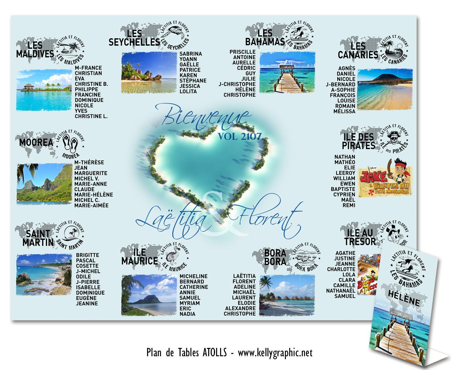 Plan de Table Mariage ile coeur Plan de Table Mariage ile coeur