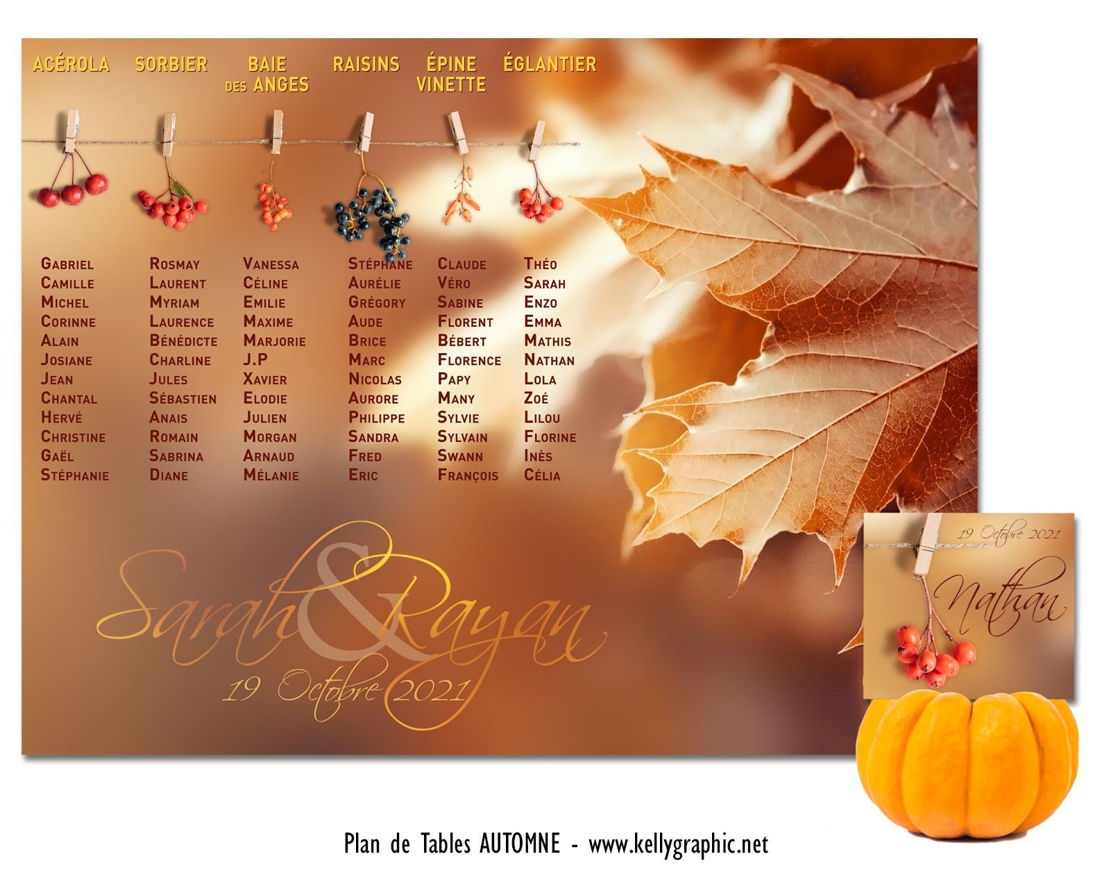 Plan de Table Mariage automne Plan de Table Mariage automne
