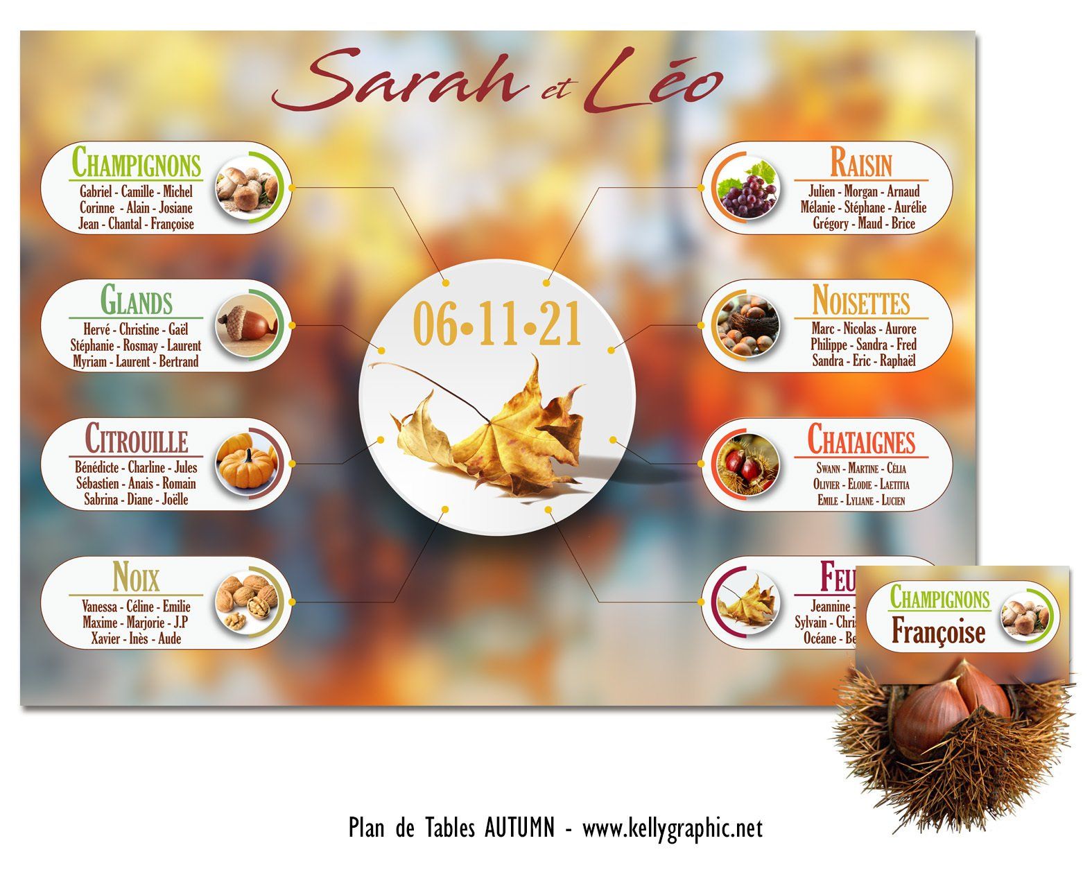 Plan de Table Mariage automne Plan de Table Mariage automne