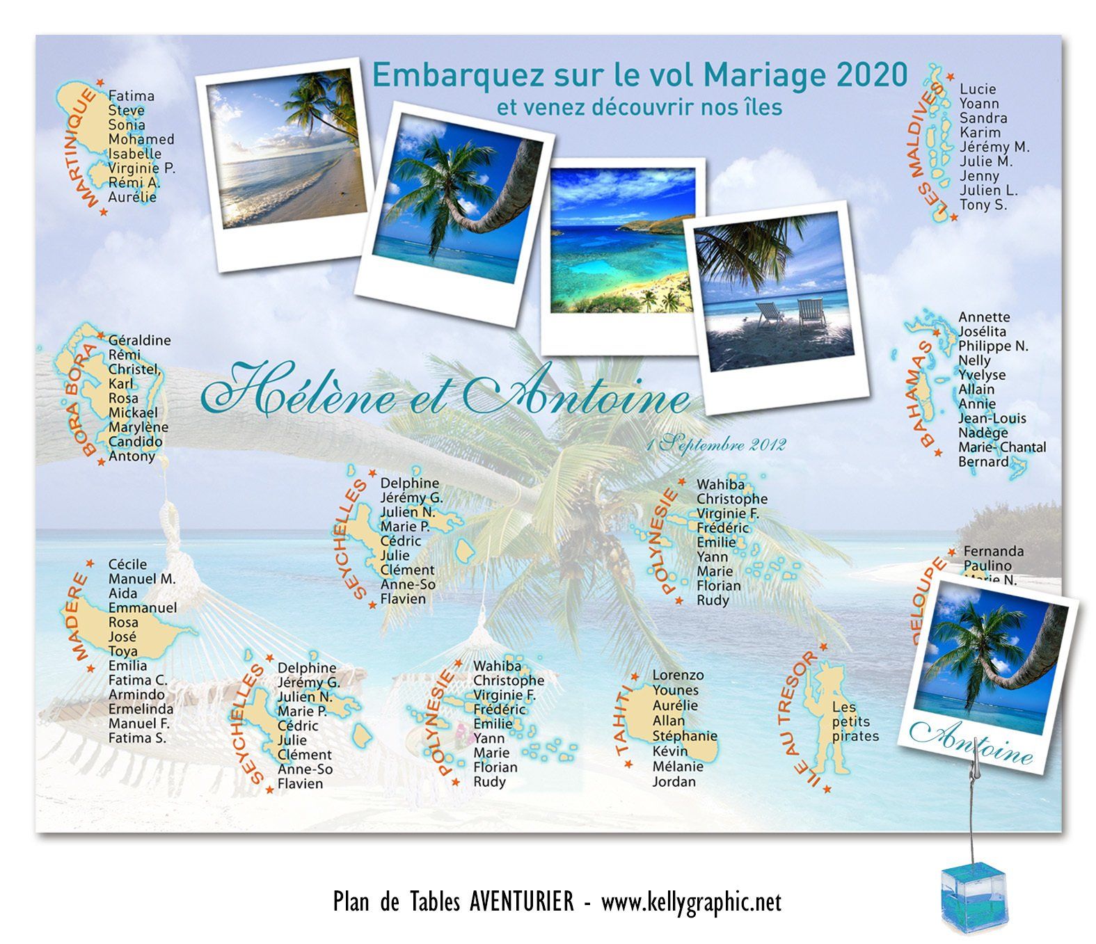 Plan de Table Mariage Voyage, photo vacances Plan de Table Mariage Voyage, photo vacances