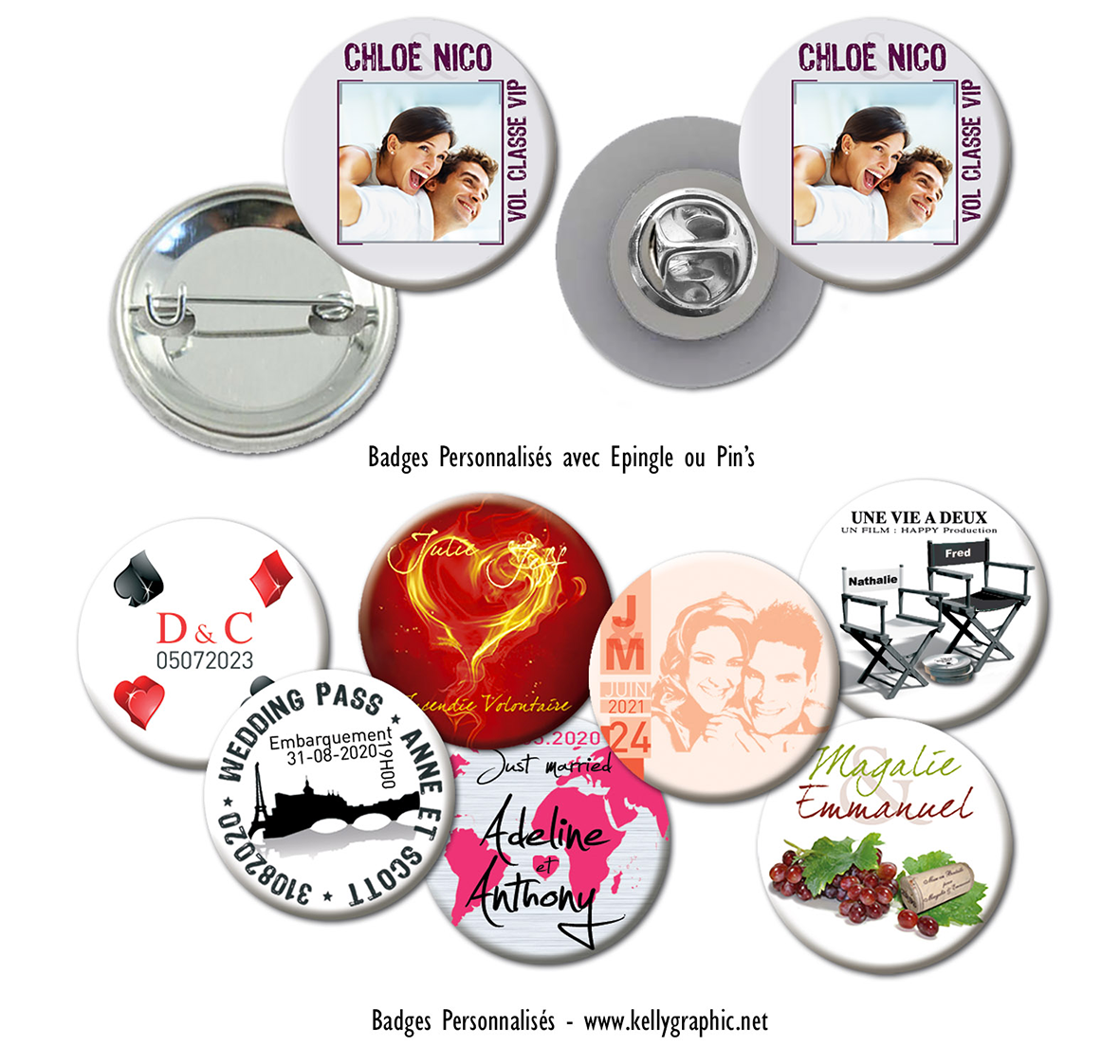 Badges personnalisés pour mariage