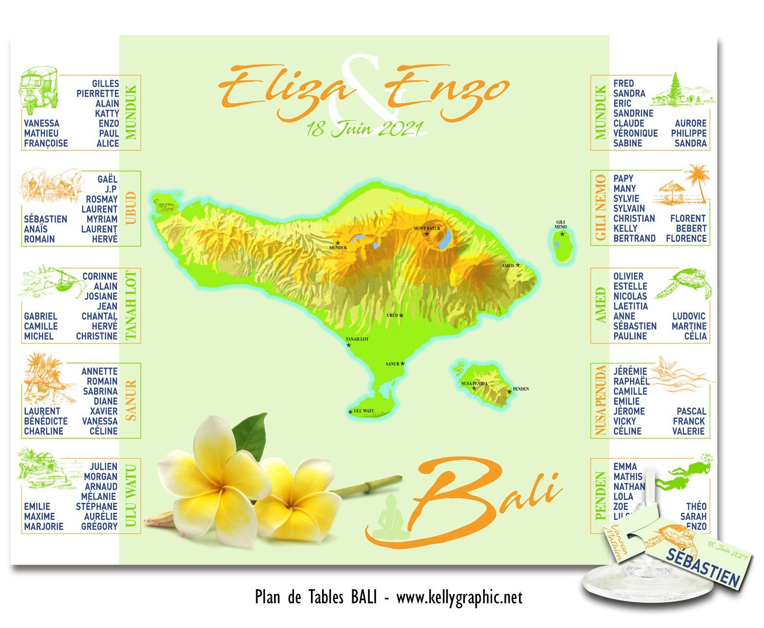 Plan de Table Mariage, voyage, Bali Plan de Table Mariage, voyage, Bali