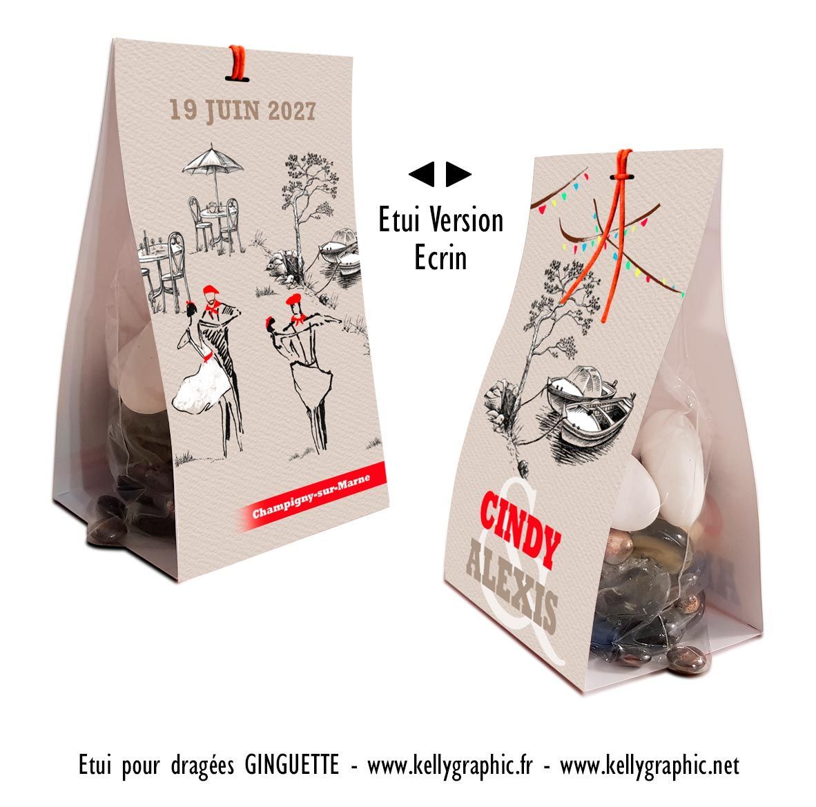 Boîtes à dragées mariage personnalisées Bal Musette Boîtes à dragées mariage personnalisées Bal Musette
