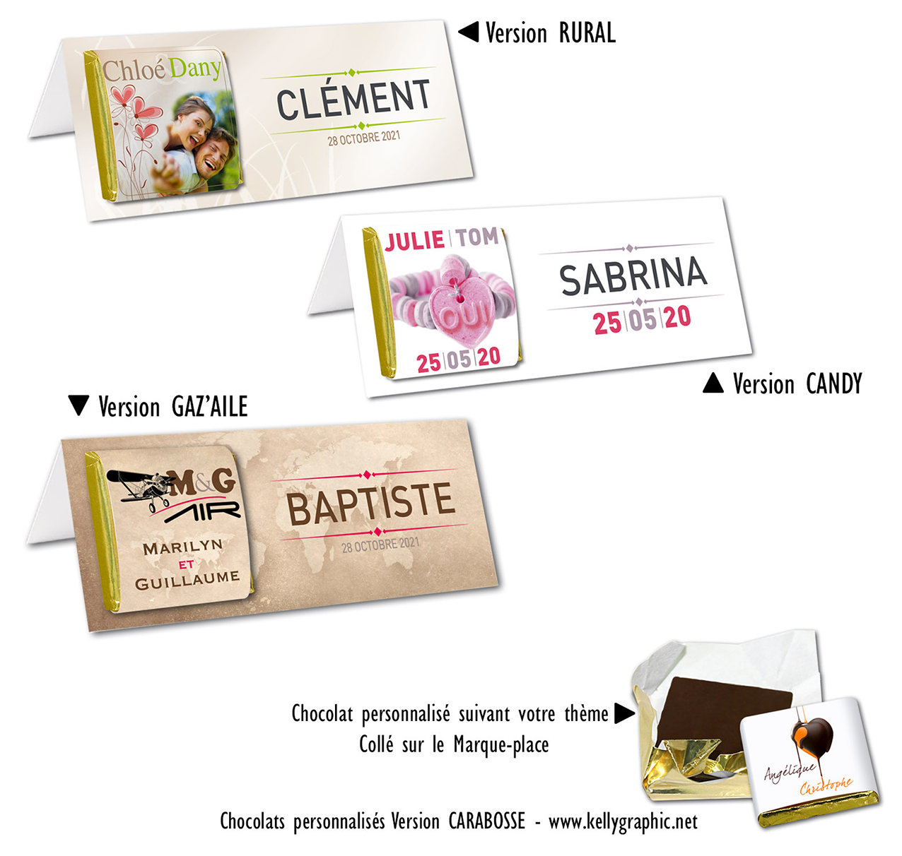 chocolats de mariage personnalisés Chocolats noirs de Mariage personnalisés petites quantités