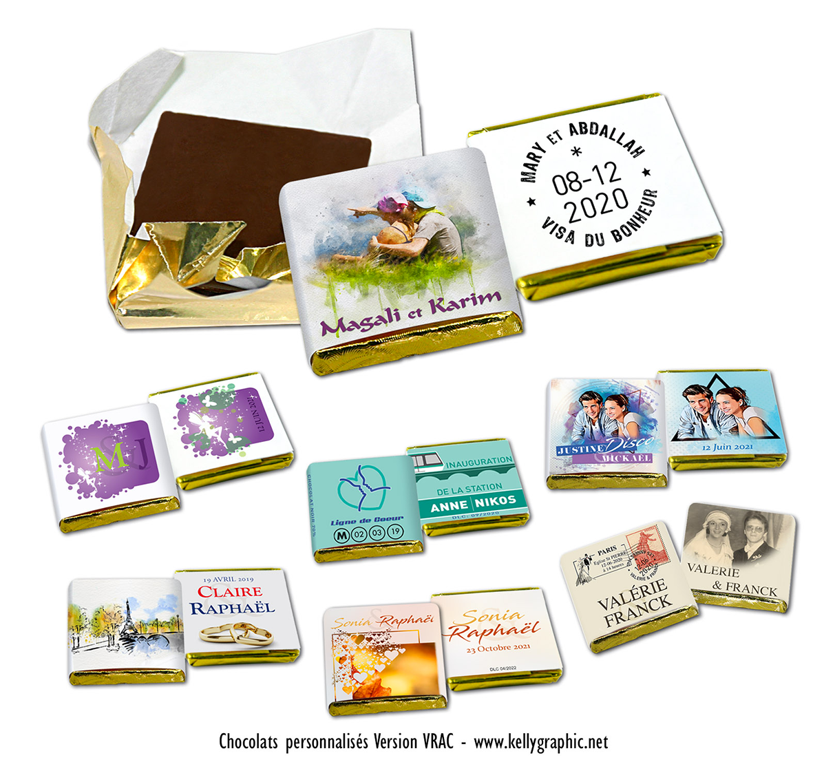 chocolats de mariage personnalisés Chocolats noirs de Mariage personnalisés petites quantités