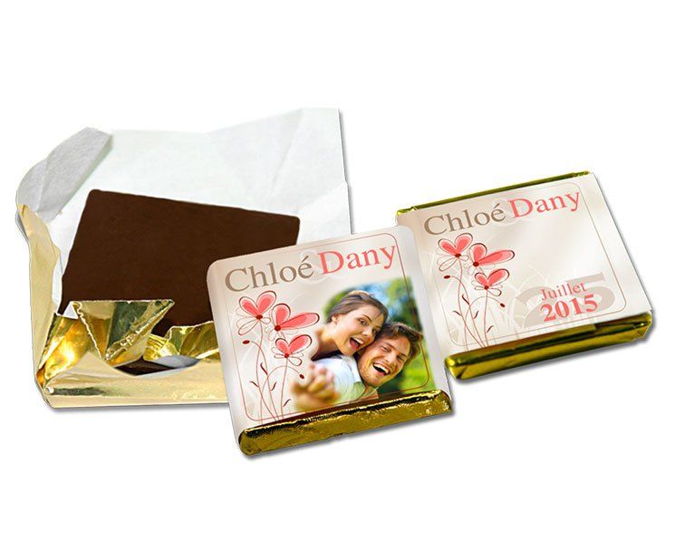 Chocolats personnalisés de mariage Petites quantités Kellygraphic