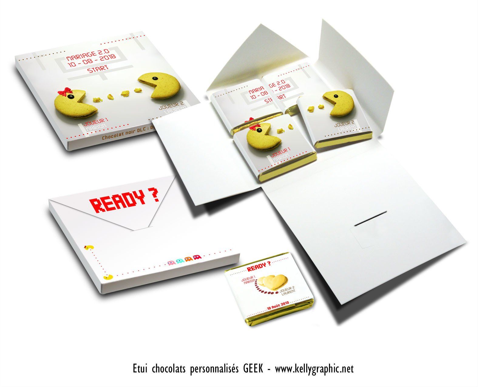 Chocolats personnalisés mariage Chocolats personnalisés mariage Geek Pac Man