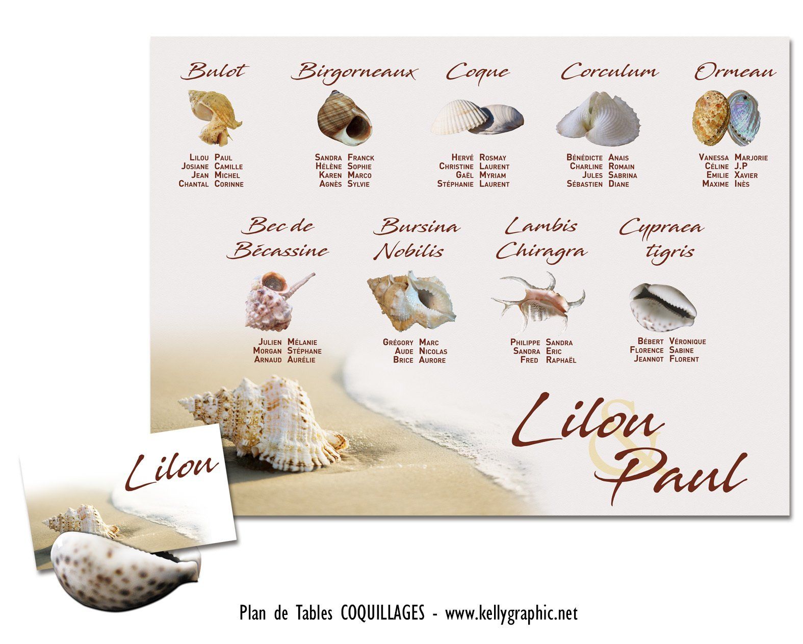 Plan de Table Mariage Plage Mer coquillages Plan de Table Mariage Plage Mer coquillages
