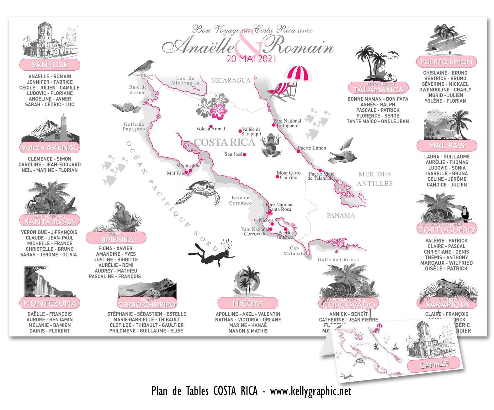 Plan de Table Mariage Voyage Costa Rica Plan de Table Mariage Voyage Costa Rica