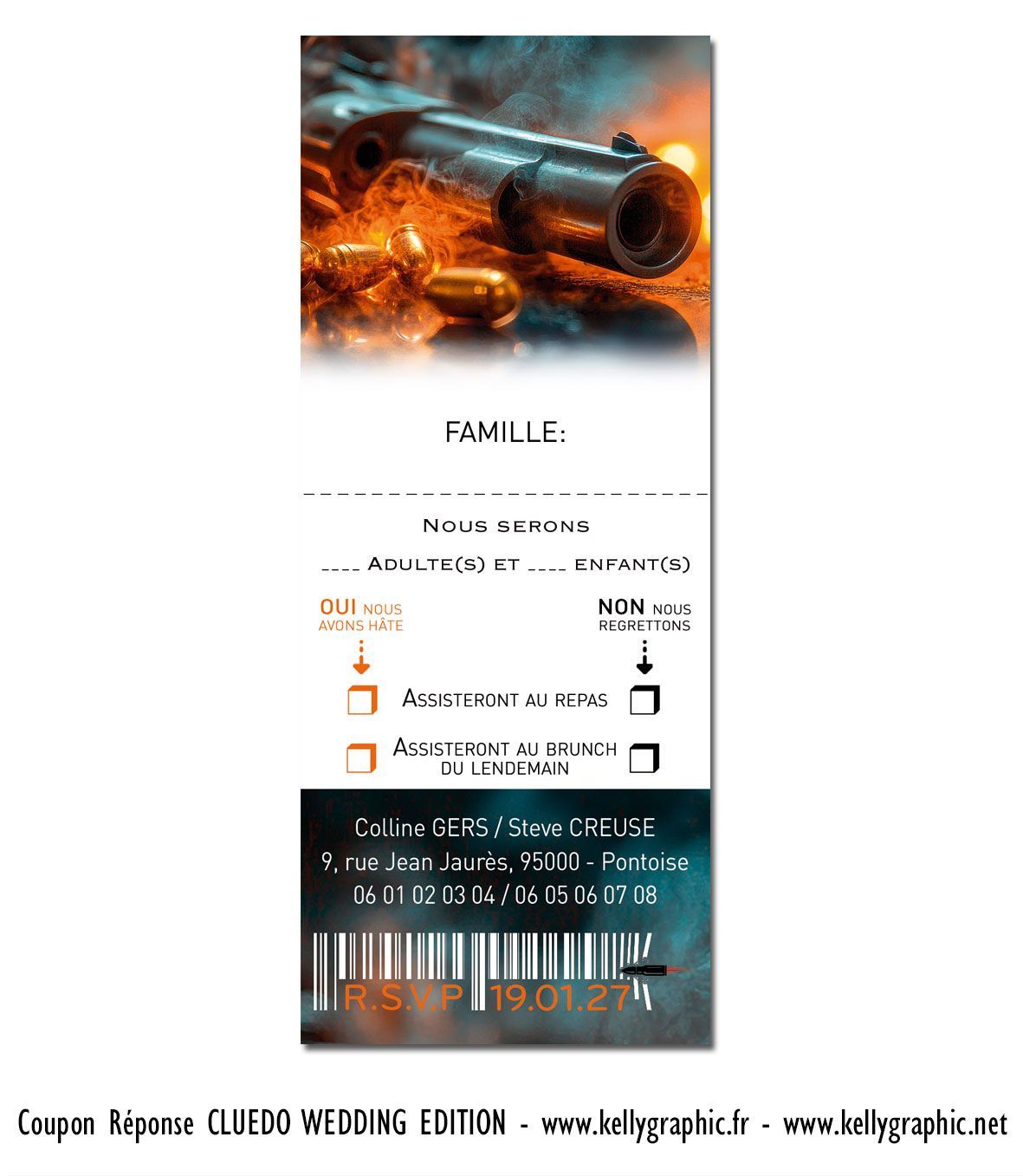 Coupon réponse Cluedo Murder Party pour invitation mariage Coupon réponse Cluedo Murder Party pour invitation mariage