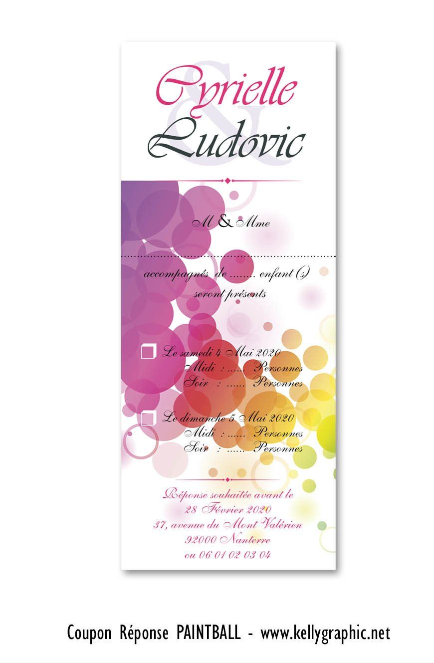 Coupon réponse de mariage • PAINT BALL Coupon réponse de mariage • PAINT BALL