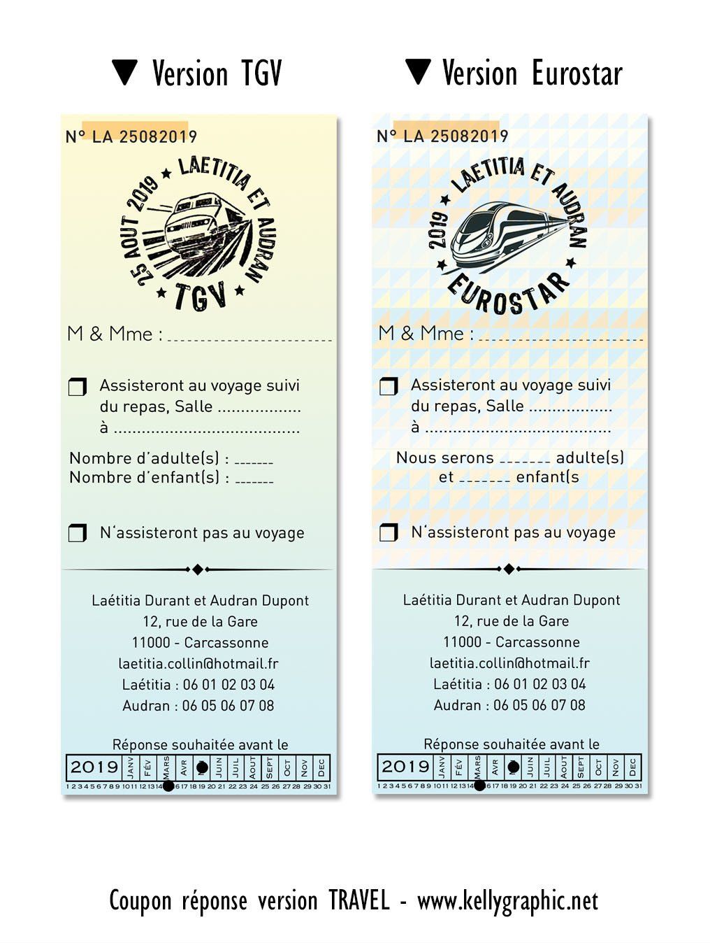 coupon réponse mariage TGV Eurostar Train coupon réponse mariage TGV Eurostar Train