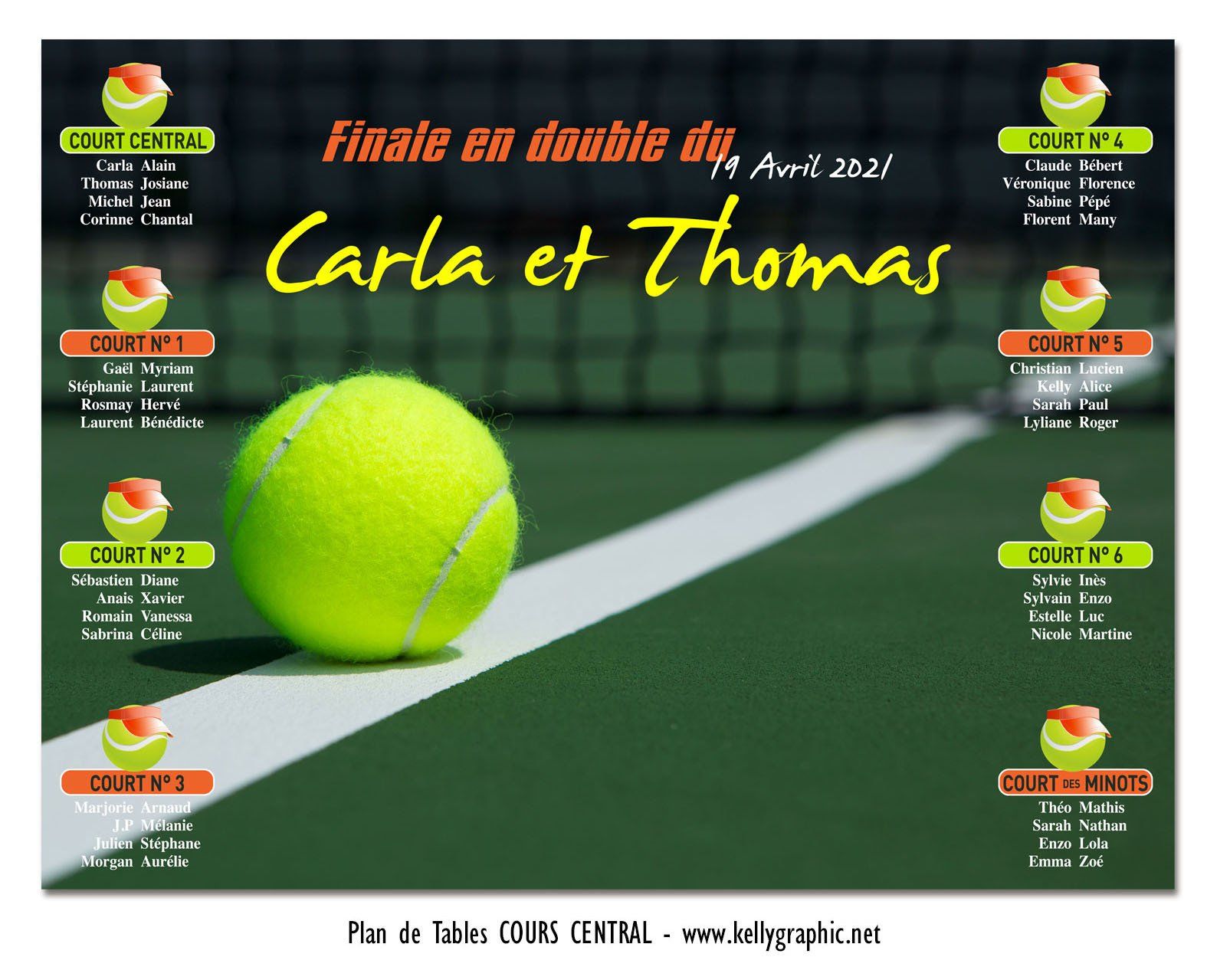 Plan de Table Mariage Tennis