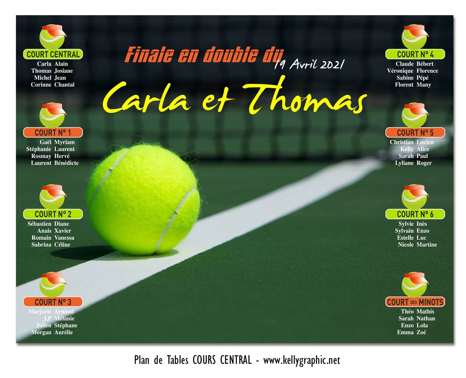 Plan de Table Mariage Tennis Plan de Table Mariage Tennis
