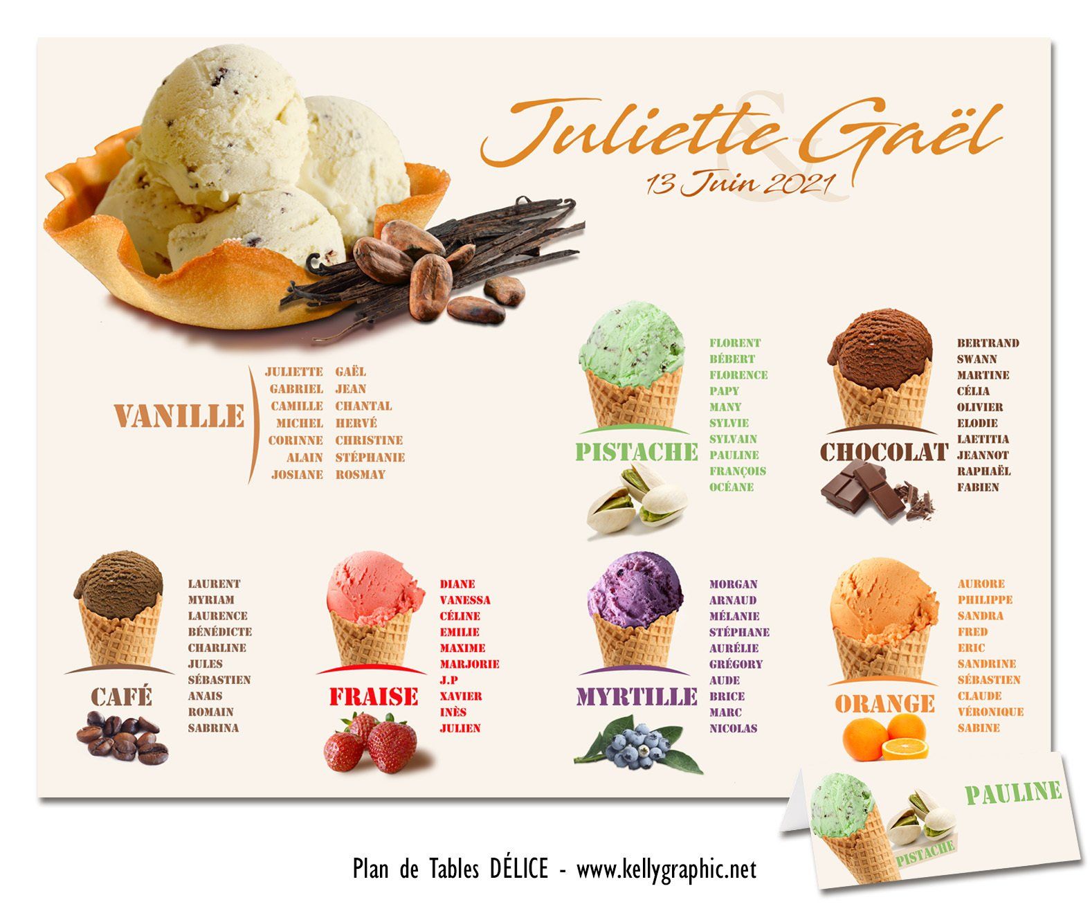 Plan de Table Mariage, cornet de glaces Plan de Table Mariage, cornet de glaces
