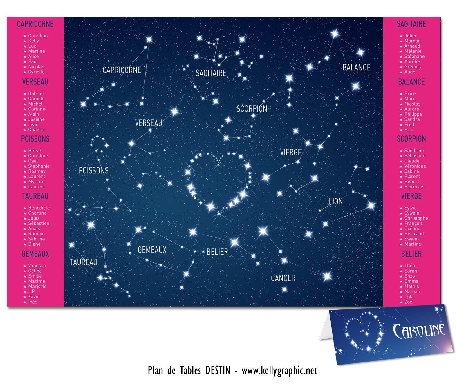 Plan de Table Mariage Etoiles Coeur Plan de Table Mariage Etoiles Coeur