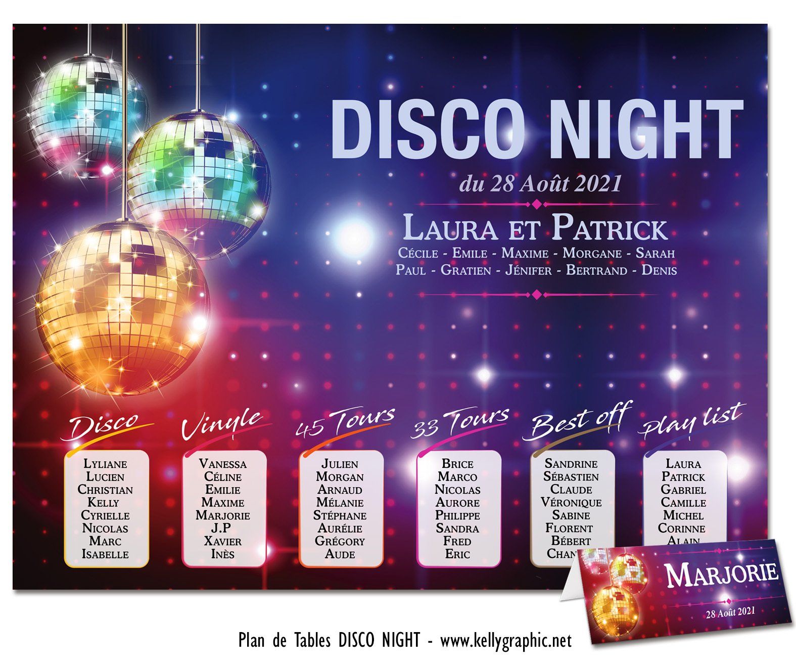 Plan de Tables Mariage Musique Disco Plan de Tables Mariage Musique Disco