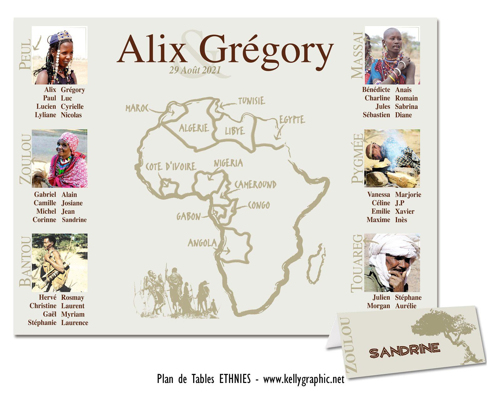 Plan de Table Mariage, Afrique, tribus, ethnie Plan de Table Mariage, Afrique, tribus, ethnie