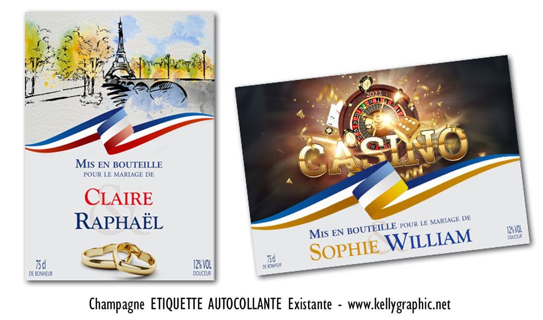 Etiquette autocollante Champagne Mariage Etiquette autocollante Champagne Mariage