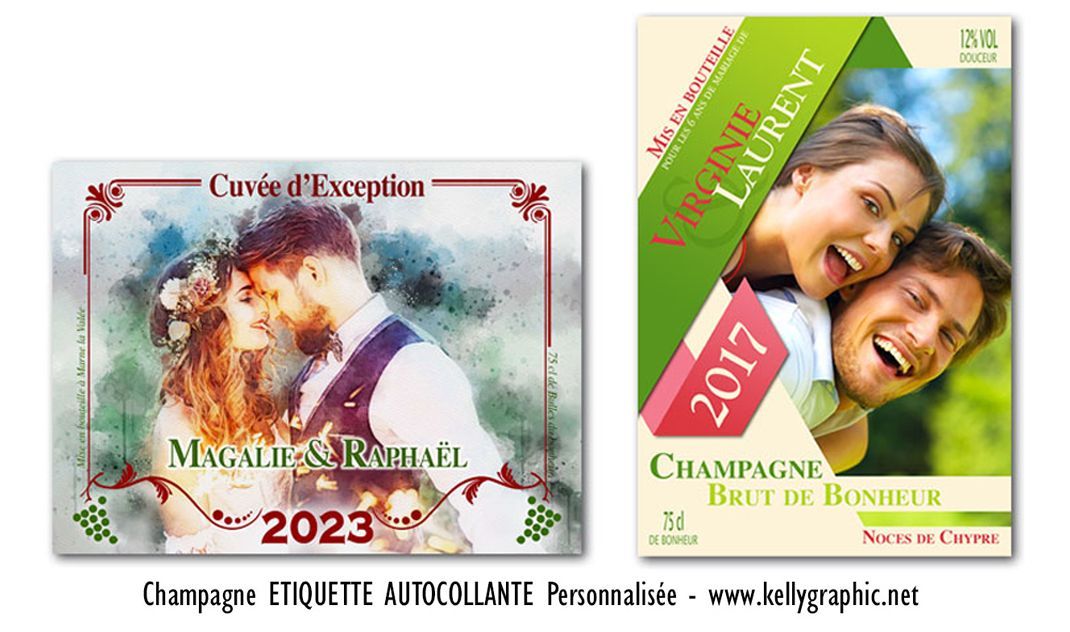 Etiquette autocollante Champagne Mariage Etiquette autocollante Champagne Mariage