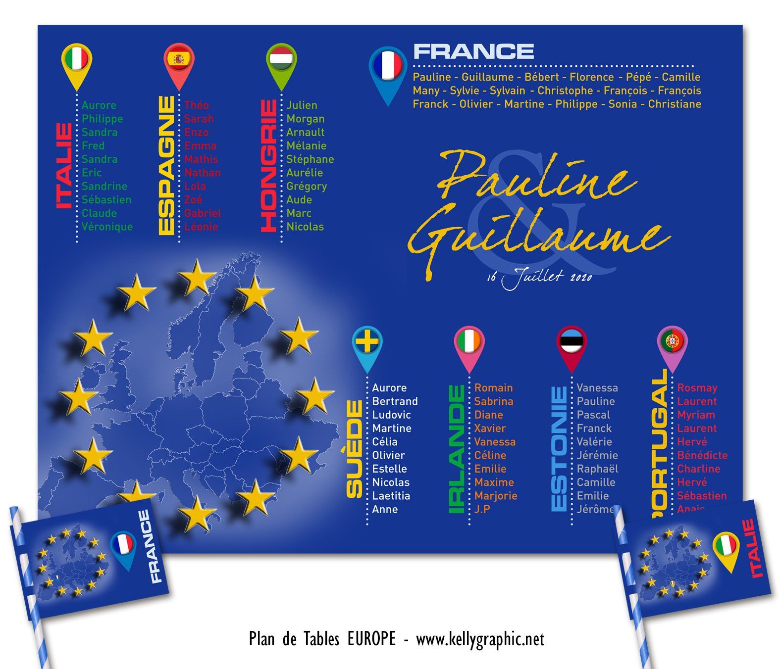 Plan de Table Mariage Europe étoiles Plan de Table Mariage Europe étoiles