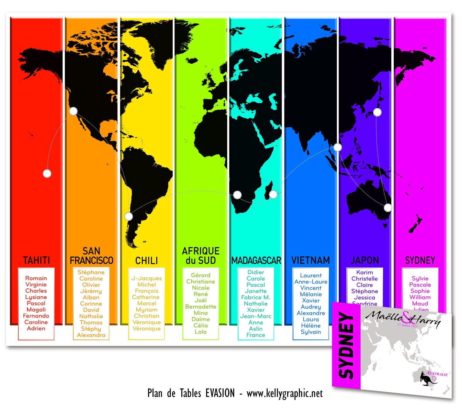 Plan de Table Mariage Planisphère monde Plan de Table Mariage Planisphère monde