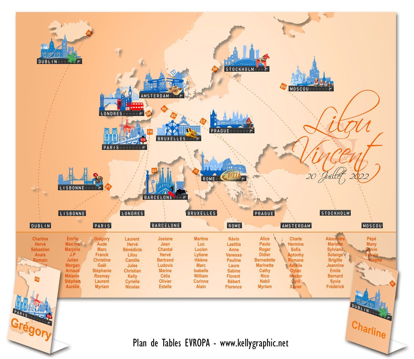 Plan de Table Mariage, voyage Europe Plan de Table Mariage, voyage Europe