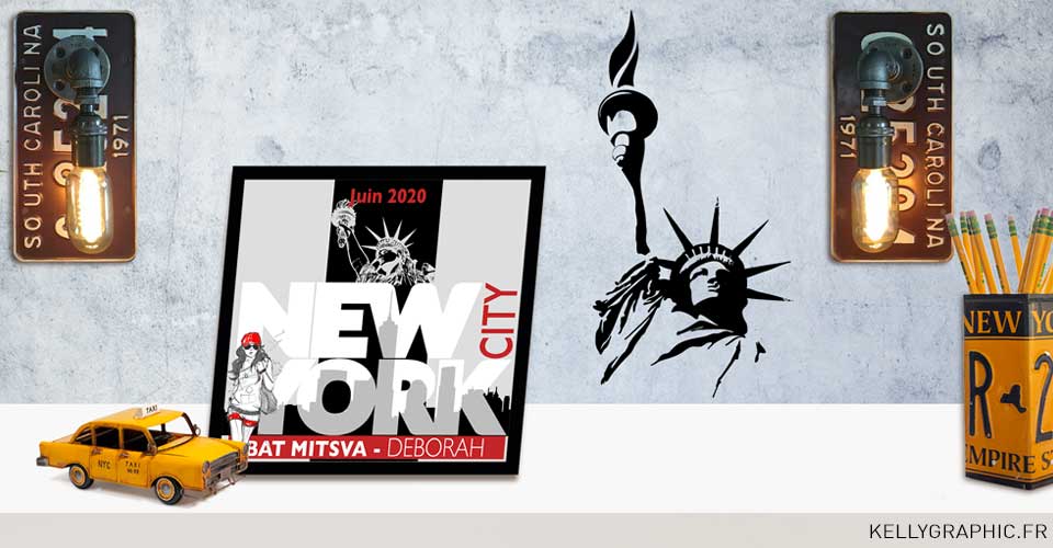 Invitation New York Bar Bat Mitzvah Faire-part religieux invitation Instagram Bar Mitzvah ou Bat Mitzvah Voyage New York