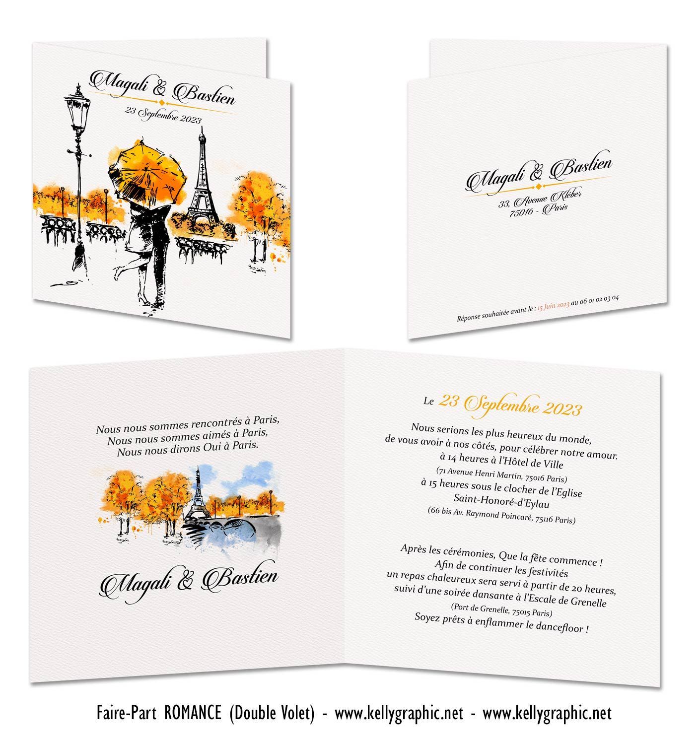Faire-part mariage Paris Romance Faire-part mariage Paris Romance
