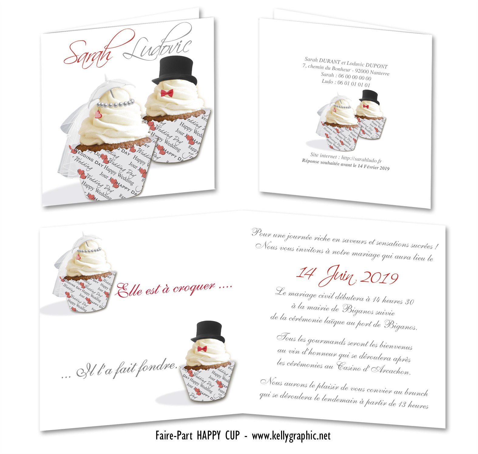 Faire-part mariage gâteau cupcake Faire-part mariage gâteau cupcake