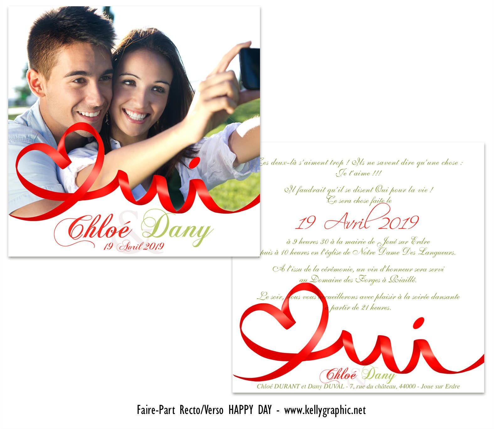 Faire-part Mariage bonheur Oui Faire-part Mariage bonheur Oui