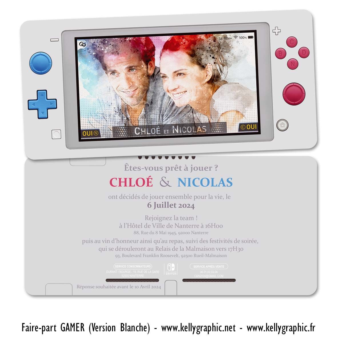 Faire-part mariage Switch Mario Gamer Faire-part mariage Switch Mario Gamer