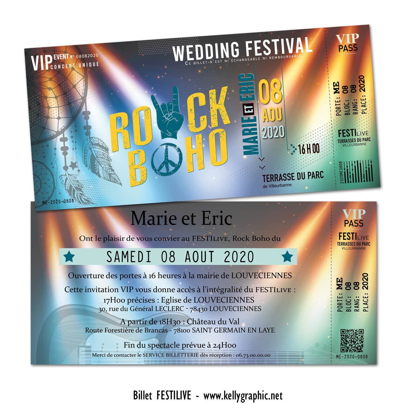 Invitations Mariage Musique Rock Boho Faire-part Mariage Musique Rock Boho