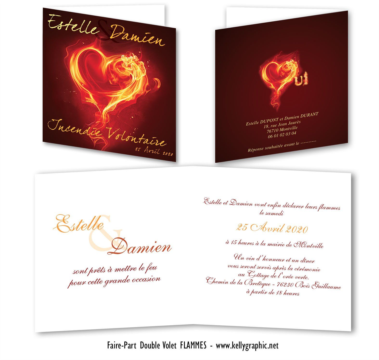Faire-part Mariage Feu Flammes Faire-part Mariage Feu Flammes