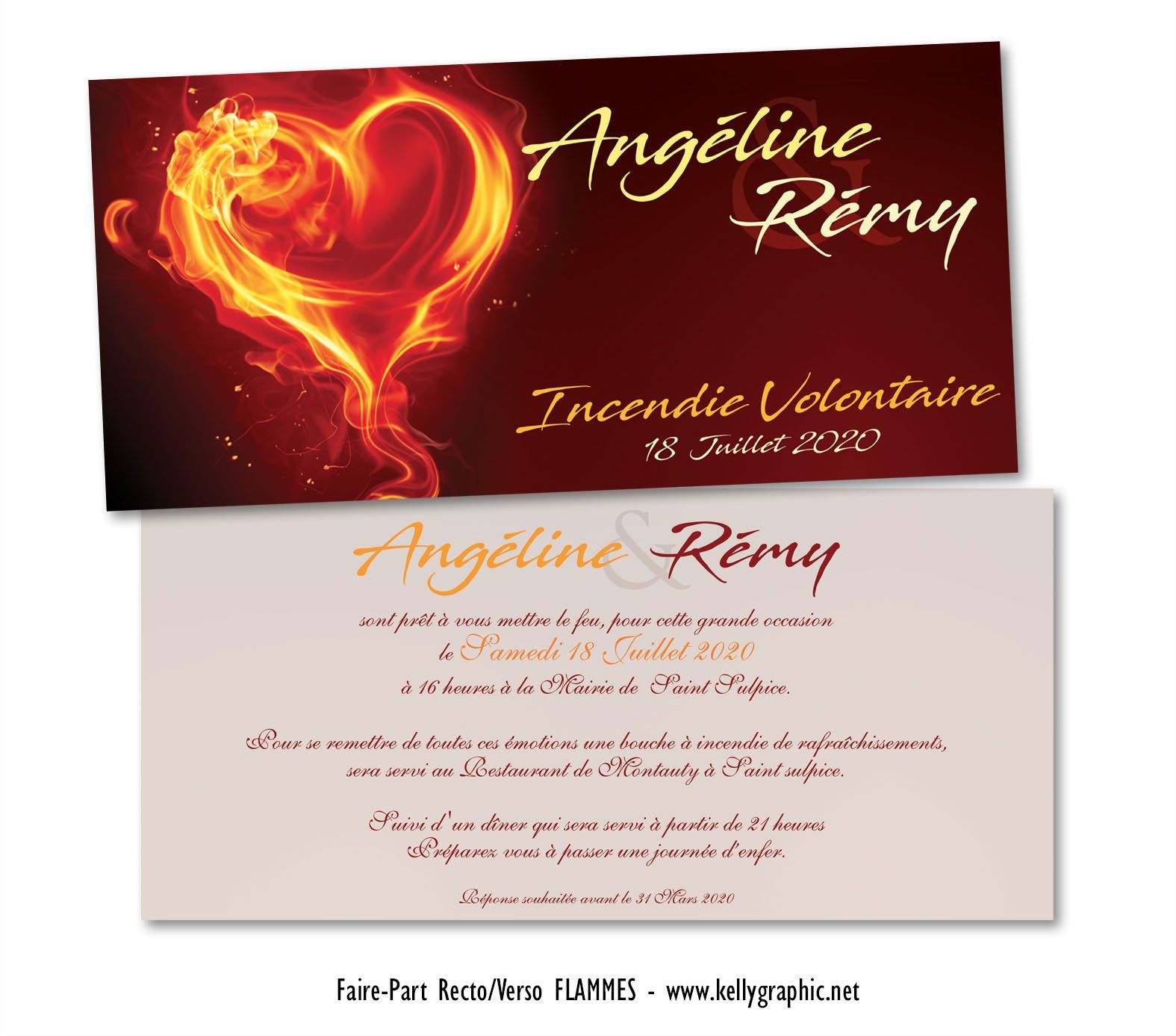 Faire-part Mariage Feu Flammes Faire-part Mariage Feu Flammes