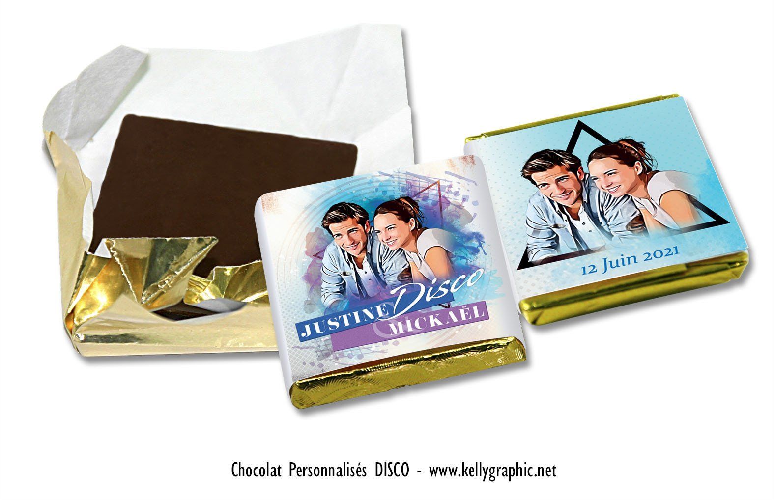 Chocolats personnalisés Mariage Chocolats noirs personnalisés Mariage petites quantités