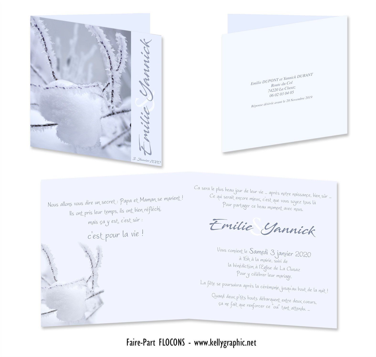 Faire-part Mariage Hiver flocon Faire-part Mariage Hiver flocon