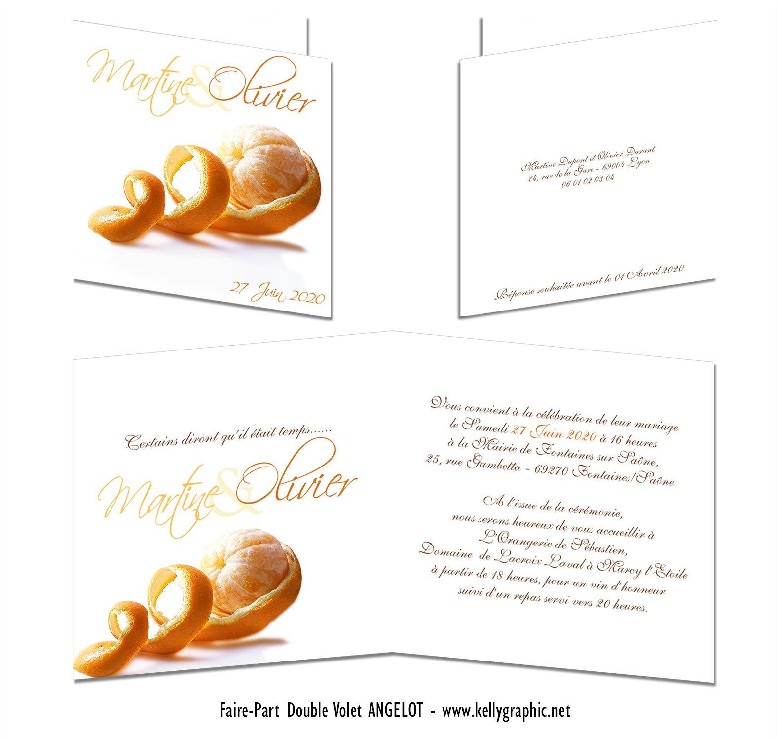 Faire-part mariage clémentine mandarine Fruit Faire-part mariage clémentine mandarine Fruit