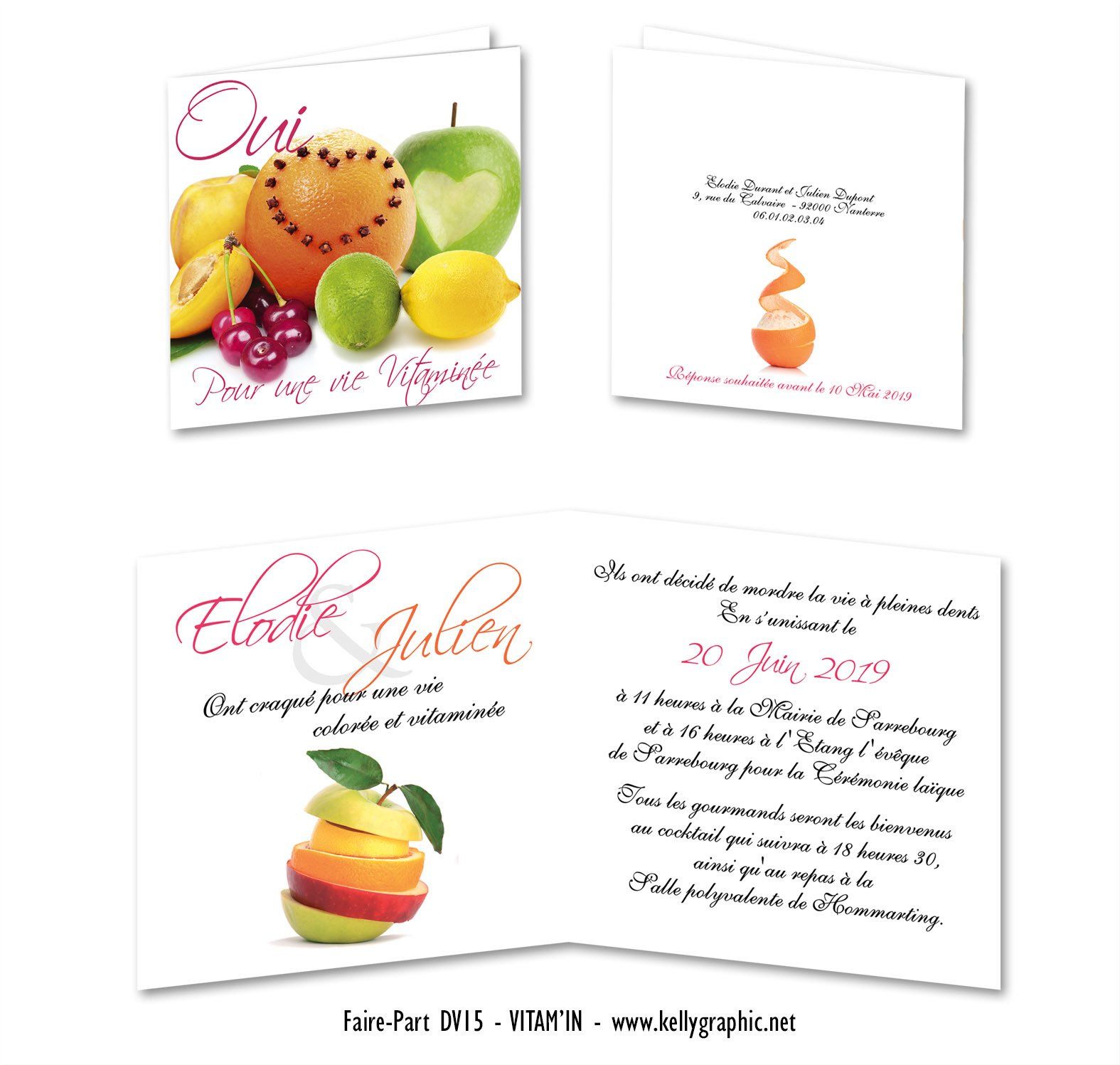 Faire-part Mariage fruits vitamines Faire-part Mariage fruits vitamines