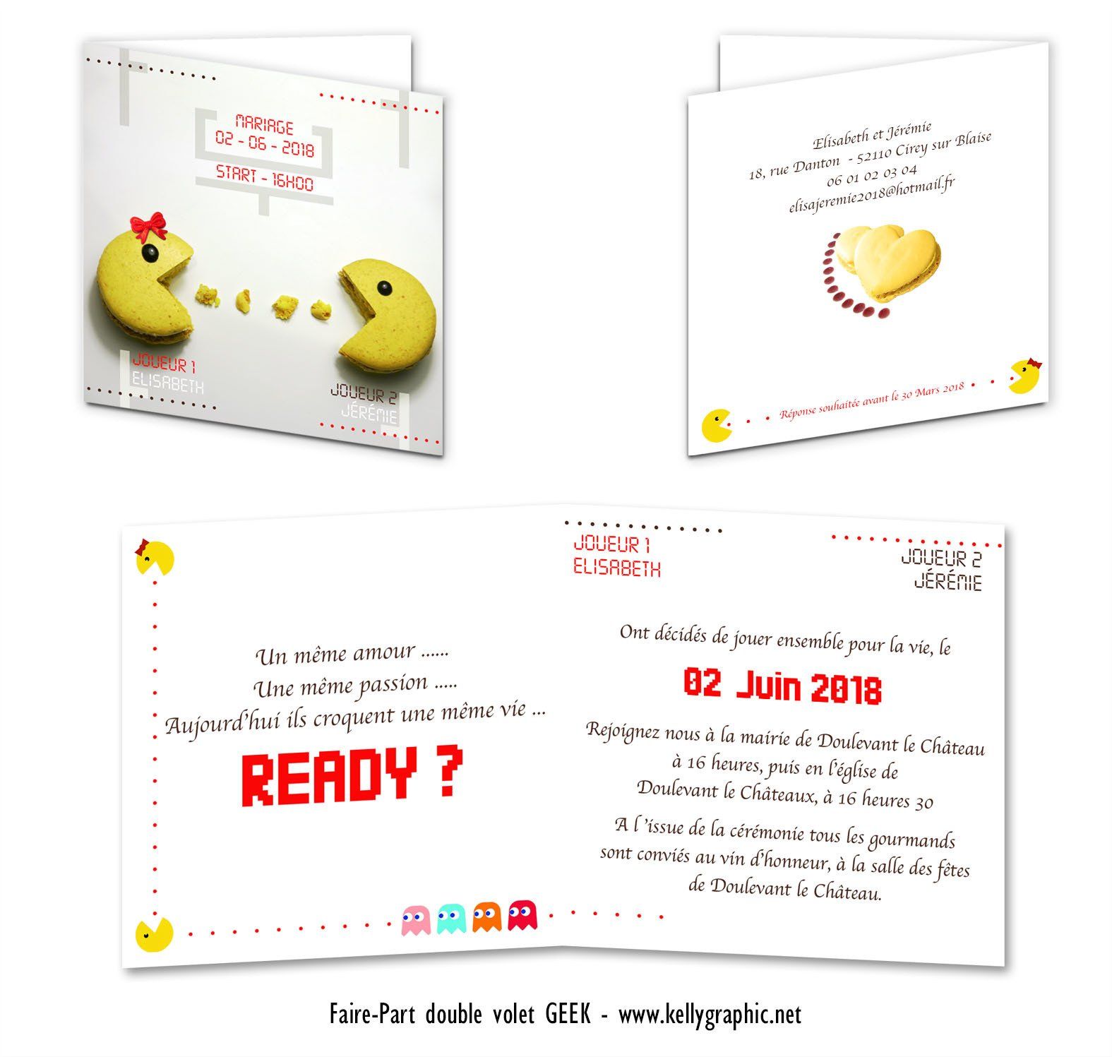 Faire-part Mariage PacMan Macarons Faire-part Mariage Pac Man Macarons