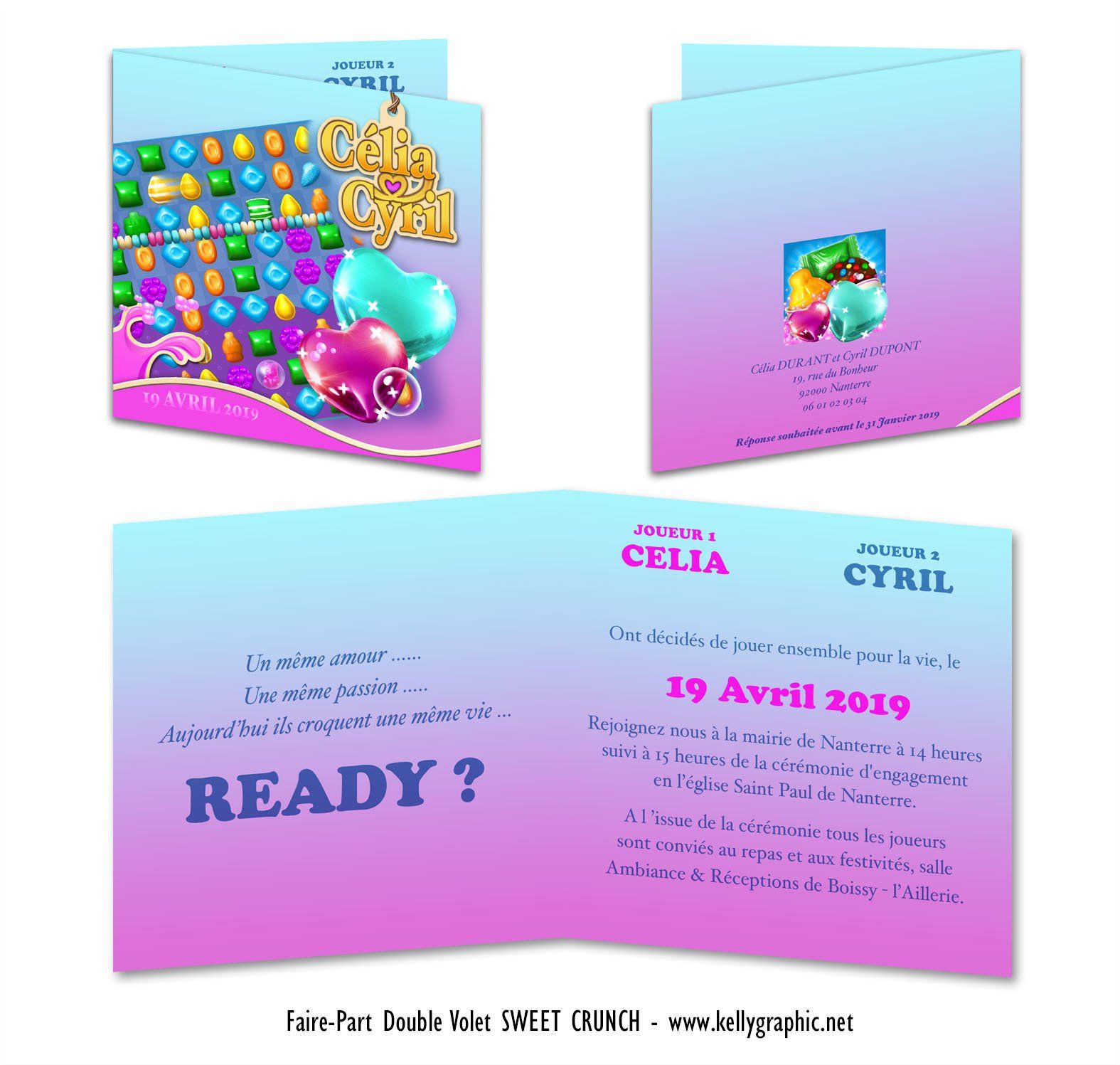 Faire-part Mariage bonbons candy crush Faire-part Mariage bonbons candy crush