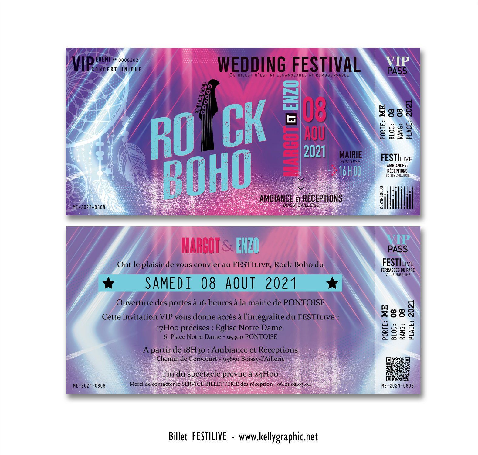 Invitations Mariage Musique Rock Boho Faire-part Mariage Musique Rock Boho festival