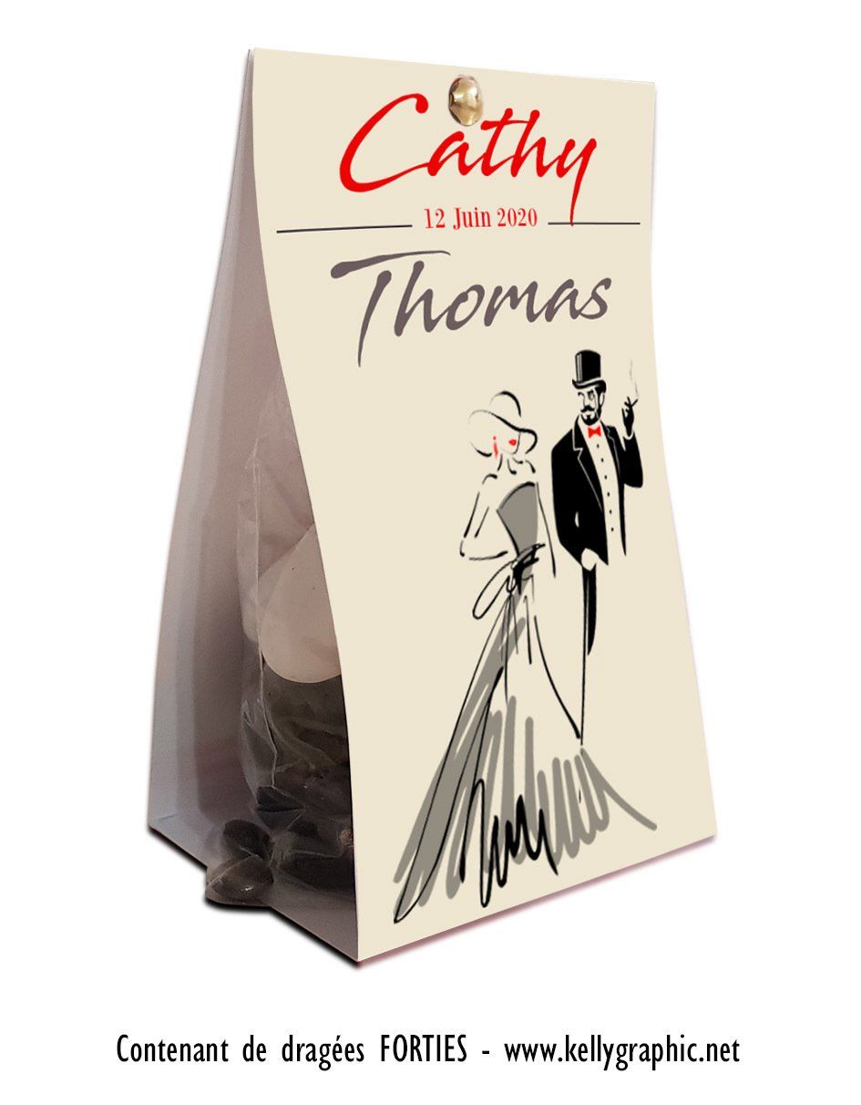 Dragées Mariage Rétro Vintage Boite Sachet Dragées Mariage personnalisées Rétro Vintage Forties Années 40