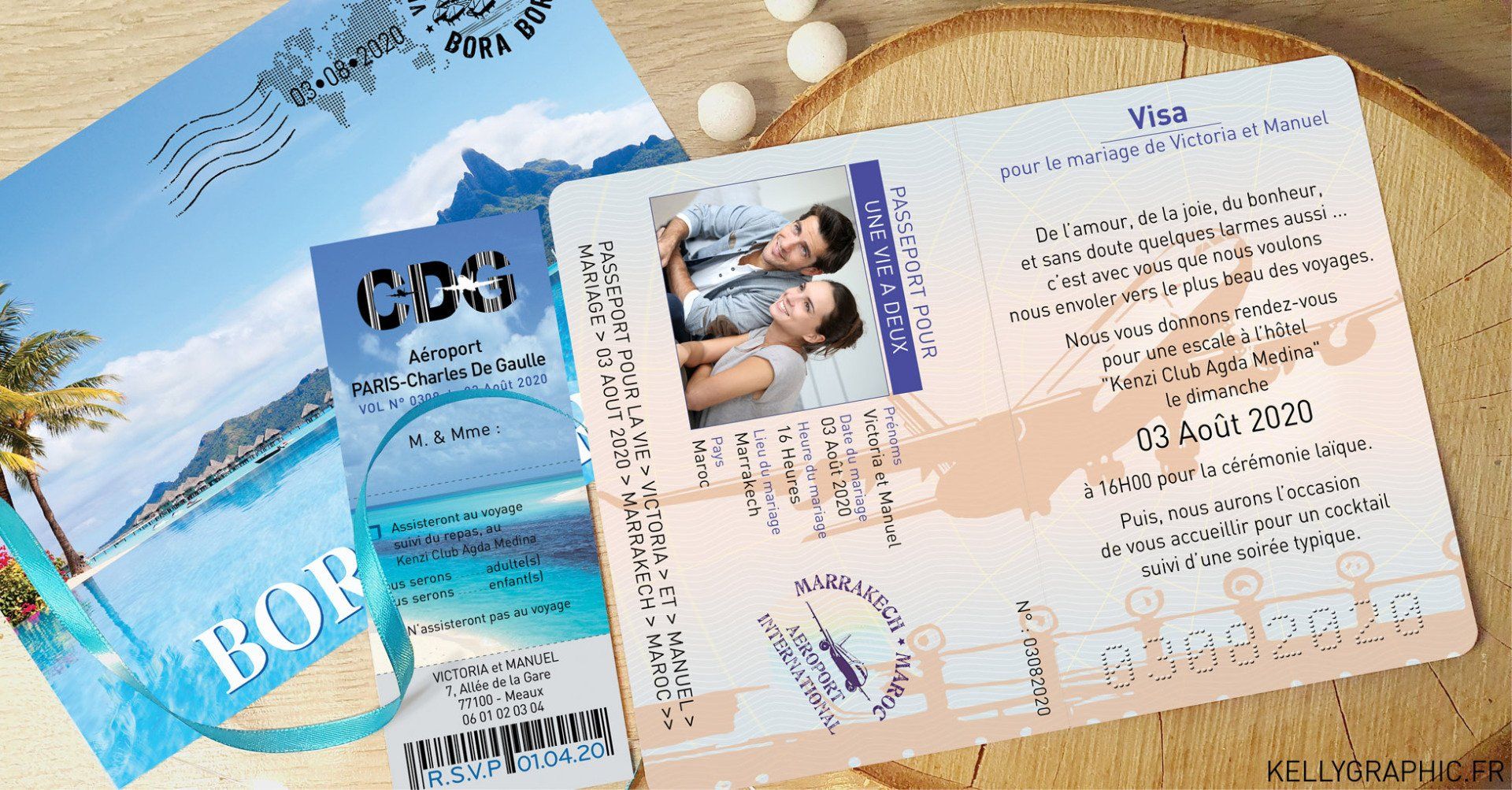 Faire-part mariage voyage passeport Faire-part mariage voyage passeport