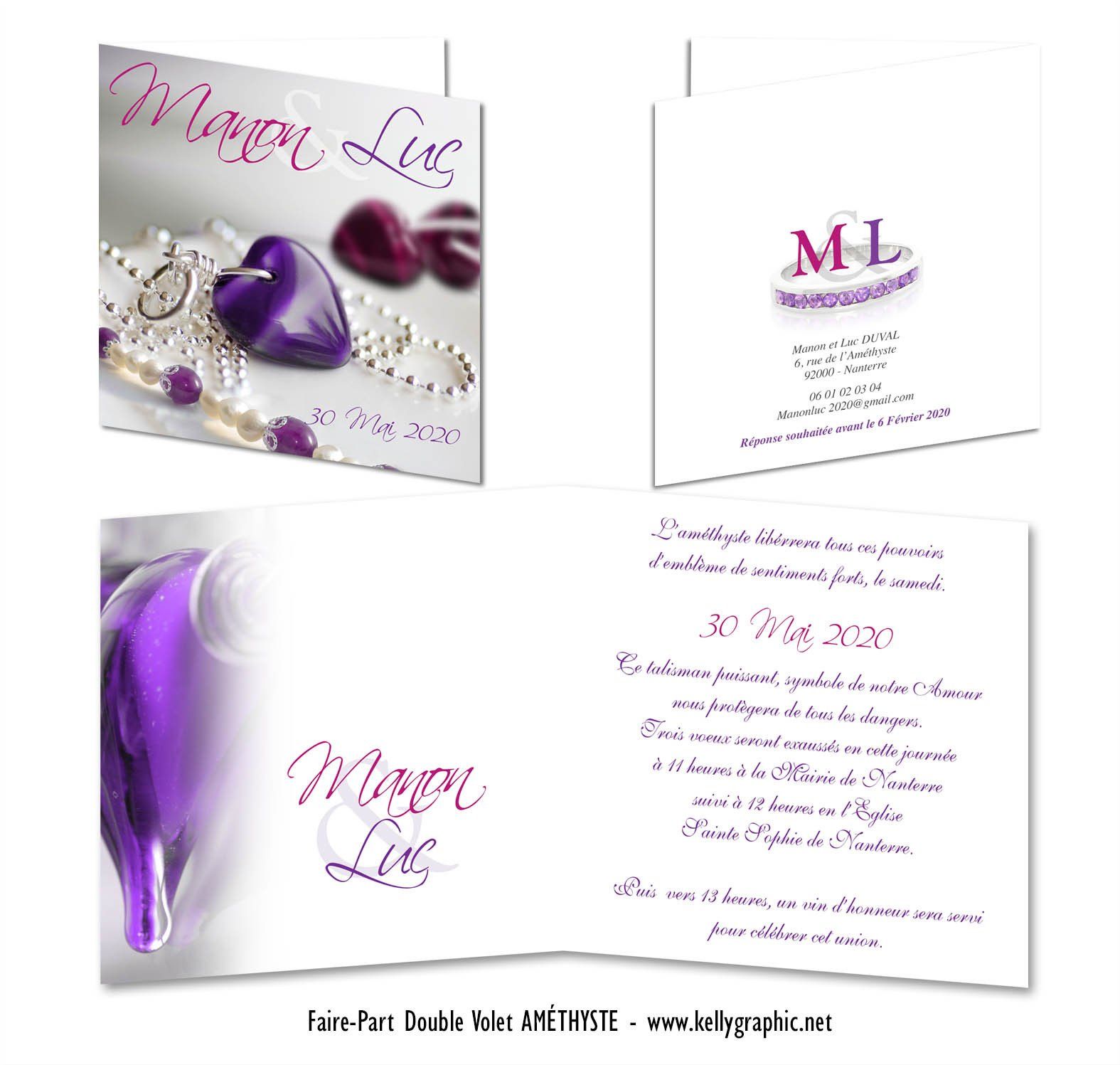 Faire-part mariage Améthyste Pierre Précieuse Faire-part mariage Améthyste Pierre Précieuse